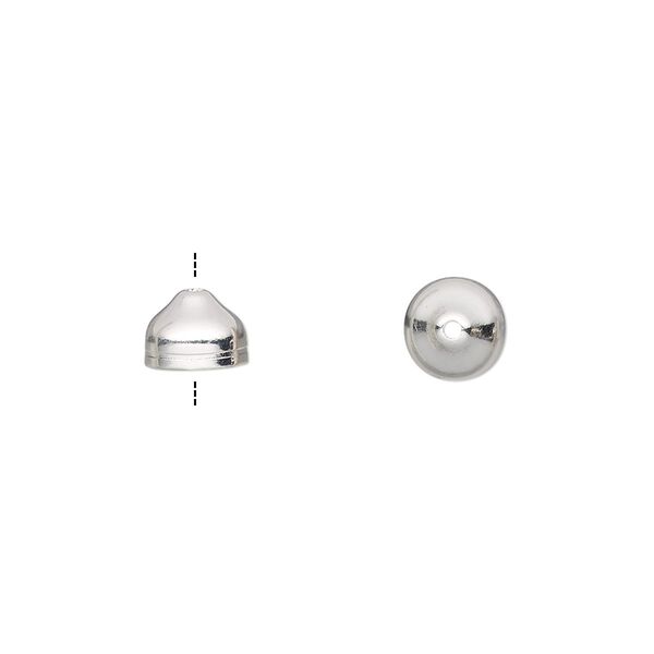 Cord end, silver-plated brass, 7x5mm with 6mm inside diameter. Sold per pkg of 100. image number 0