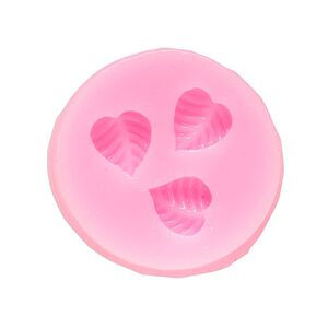 Mold, silicone, pink, 34mm with (3) 12x11mm leaves, 2.5mm depth. Sold individually.