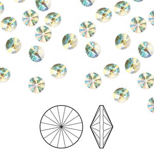 Chaton 144pk crystal AB foil back, Preciosa MAXIMA Czech crystal rhinestone 8.16-8.41mm rivoli SS39