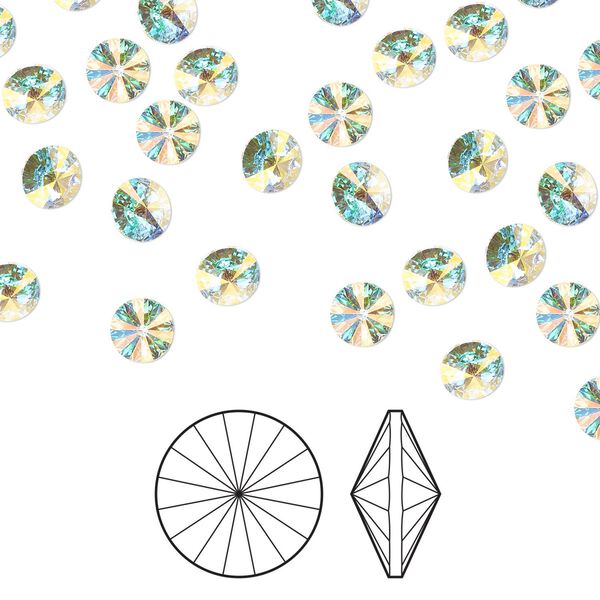 Chaton 144pk crystal AB foil back, Preciosa MAXIMA Czech crystal rhinestone 8.16-8.41mm rivoli SS39 image number 0