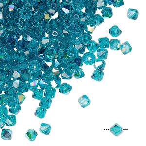 Bead 720pk blue zircon AB, Preciosa Czech crystal 4mm bicone