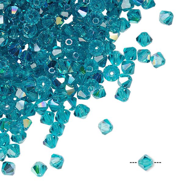 Bead 720pk blue zircon AB, Preciosa Czech crystal 4mm bicone image number 0