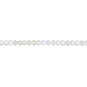 Bead 48pk white opal shimmer 2X, Crystal Passions® 3mm bicone 5328