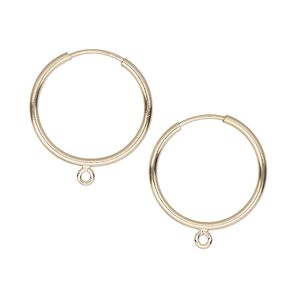 Earring hoop 1pkg2 14Kt gold-filled, 18mm round / endless loop / bottom loop, 21 gauge 1 pair