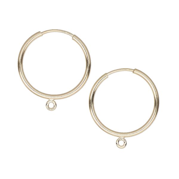 Earring hoop 1pkg2 14Kt gold-filled, 18mm round / endless loop / bottom loop, 21 gauge 1 pair image number 0