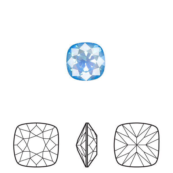 Fancy stone 1pk crystal ultra blue AB, Crystal Passions® 10mm cushion 4470 image number 0