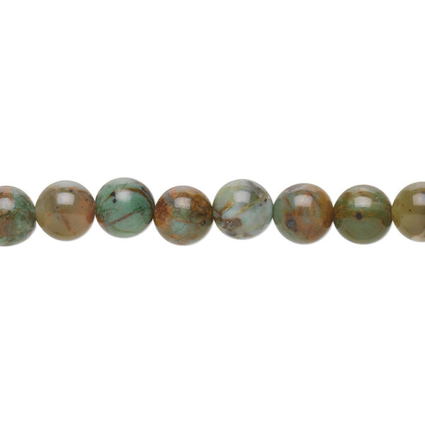 Bead, green "opal" (chalcedony) (natural), 6mm round, B grade, Mohs hardness 5 to 6-1/2. Sold per 15-1/2" to 16" strand. image number 0