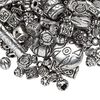 Bead mix, antiqued silver-finished plastic, 6.5x2mm-25x19.5mm mixed shape. Sold per 250-gram pkg, approximately 1,200 to 1,500 beads. image number 0