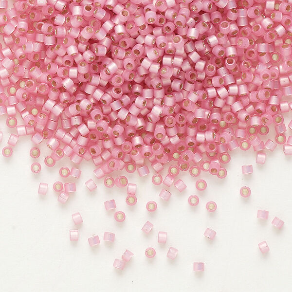 Seed bead, Delica®, glass, pkg/250g, #11 round, translucent silver-lined rose (DB-0625). image number 0