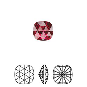 Fancy stone 2pk scarlet foil back, Crystal Passions® 10mm rose cut cushion 4471