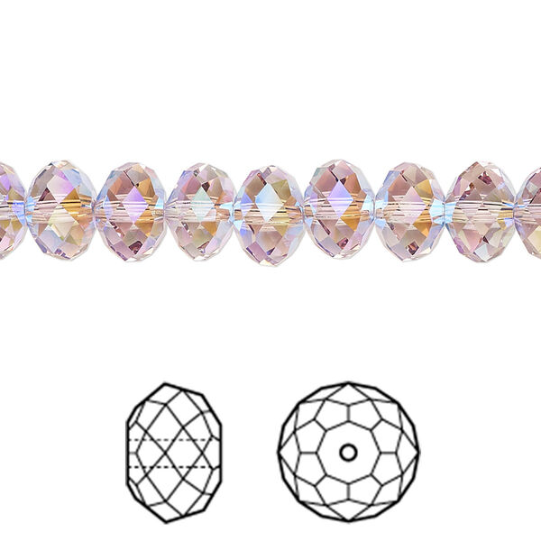 Bead 12pk light amethyst shimmer 2X, Crystal Passions® 8x6mm rondelle 5040 image number 0