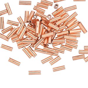 Crimp, copper, 6x2mm seamless tube. Sold per pkg of 100.