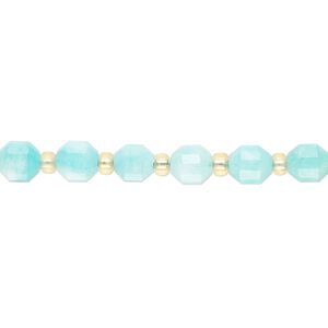 Amazonite 1pkg1, hand-cut faceted drum bead natural 8 inch 6mm