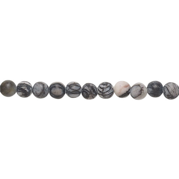 Black silk stone 1pkg1, matte round bead natural B grade, 15.5-16 inch 4mm image number 0