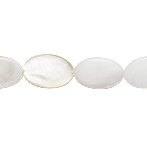 Mother-of-pearl shell 1pkg1, puffed oval bead 15 inch ivory 14x9mm-15x10mm image number 0