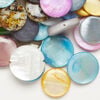 Mother-of-pearl shell 1pkg4oz, puffed flat round bead mix mixed colors 13-16mm image number 0