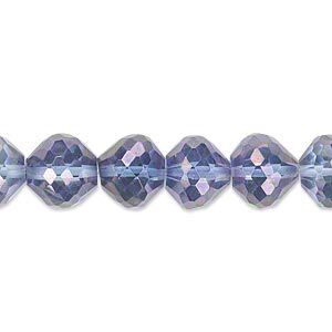 Quartz crystal 1pkg10, AB hand-cut faceted rondelle bead 10x8mm