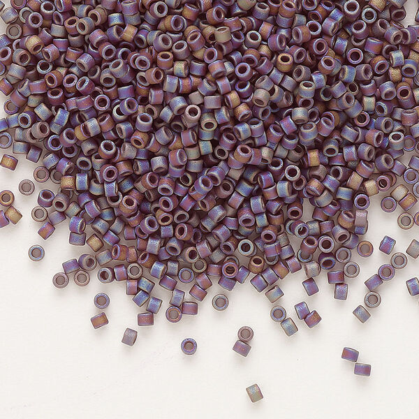 Seed bead, Delica®, glass, pkg/50g, #11 round, opaque matte rainbow dark brown (DB-0884). image number 0