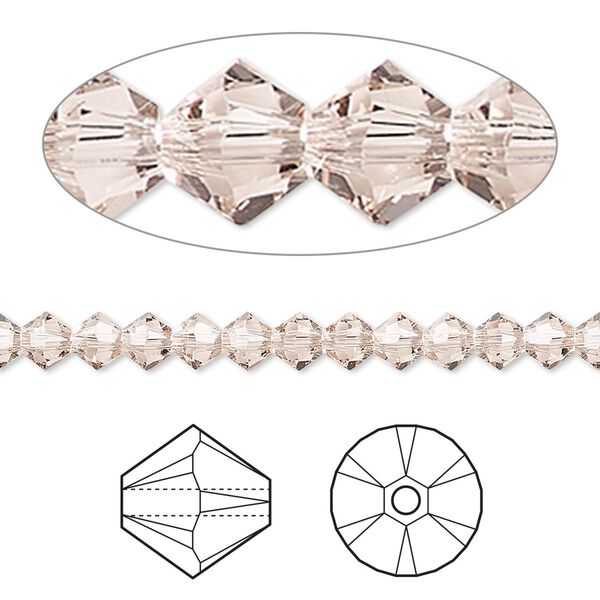 Bead 48pk light silk, Crystal Passions® 4mm bicone 5328 image number 0