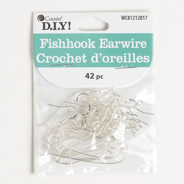 Ear wire assortment 1pkg42, 16mm fishhook / 4mm coil / 34mm kidney / open loop, 21 gauge silver-finished steel 21 pair image number 0
