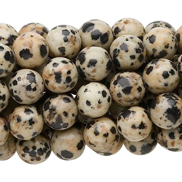 Dalmatian jasper 1pkg10, round bead natural 15.5-16 inch 8mm image number 0