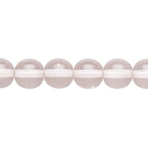 Bead, Czech glass druk, transparent pink, 10mm round. Sold per 15-1/2" to 16" strand.