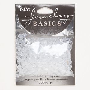 Earnut 1pkg300, 6x5mm, rubber clear 150 pair