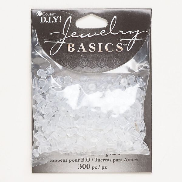 Earnut 1pkg300, 6x5mm, rubber clear 150 pair image number 0