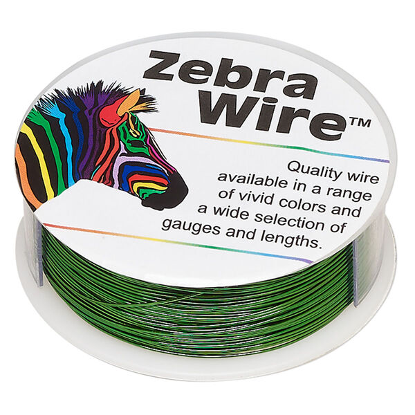 Wire, Zebra Wire™, color-coated copper, green, round, 26 gauge. Sold per 1/4 pound spool, approximately 115 yards. image number 0