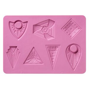 Mold, silicone, fuchsia, 6-1/8 x 4-5/16 x 1/4 inches with 36x36mm-49x49x28mm multi-shape. Sold individually.