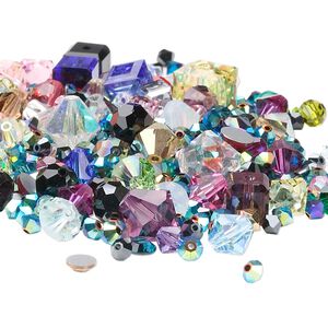 Bead and component mix, Austrian crystal, mixed colors, 3mm-20x10mm mixed shape. Sold per 25-gram pkg, approximately 40-95 pieces.