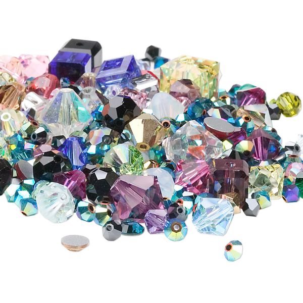 Bead and component mix, Austrian crystal, mixed colors, 3mm-20x10mm mixed shape. Sold per 25-gram pkg, approximately 40-95 pieces. image number 0
