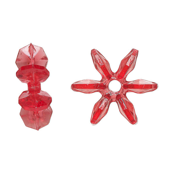 Bead, acrylic, transparent red, 18x7mm paddle wheel. Sold per pkg of 250. image number 0