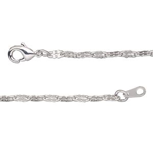 Chain 1pkg1 silver-plated clover, 2.6mm / lobster claw clasp, brass 18 inch