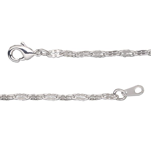 Chain, silver-plated brass, 2.6mm clover, 18 inches with lobster claw clasp. Sold individually. image number 0