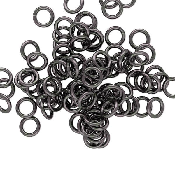 Jump ring, anodized aluminum, gunmetal, 5.5mm round, 3.5mm inside diameter, 18 gauge. Sold per pkg of 100. image number 0