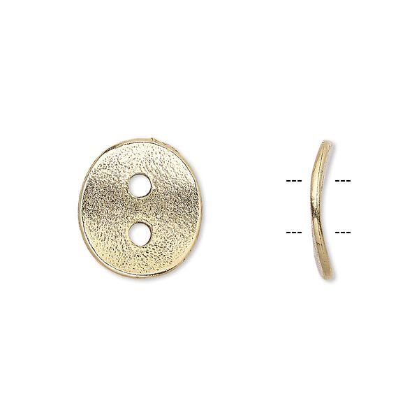 Button, antique gold-plated pewter (tin-based alloy), 15x13mm textured curved flat oval. Sold per pkg of 2. image number 0
