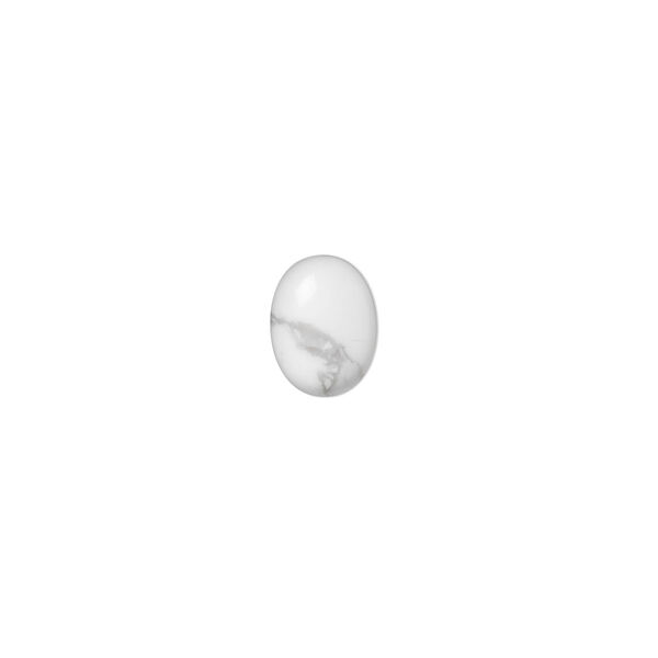 Cabochon, white howlite (natural), 8x6mm calibrated oval, B grade, Mohs hardness 3 to 3-1/2. Sold per pkg of 10. image number 0