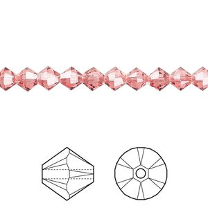 Bead 144pk rose peach, Crystal Passions® 5mm bicone 5328