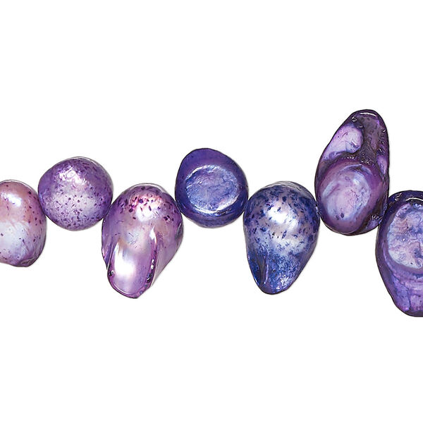Pearl, cultured freshwater (dyed), indigo, 7x5mm-20x9mm baroque with 0.4mm hole, D grade, Mohs hardness 2-1/2 to 4. Sold per 15-inch strand. image number 0