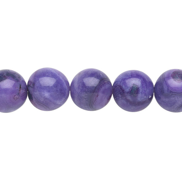 Bead, crazy lace agate (dyed), purple, 10mm round, B grade, Mohs hardness 6-1/2 to 7. Sold per 15-1/2" to 16" strand. image number 0
