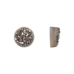 Druzy agate 1pkg2, electroplated non-calibrated round cab 10mm
