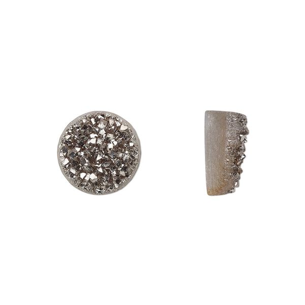 Druzy agate 1pkg2, electroplated non-calibrated round cab 10mm image number 0