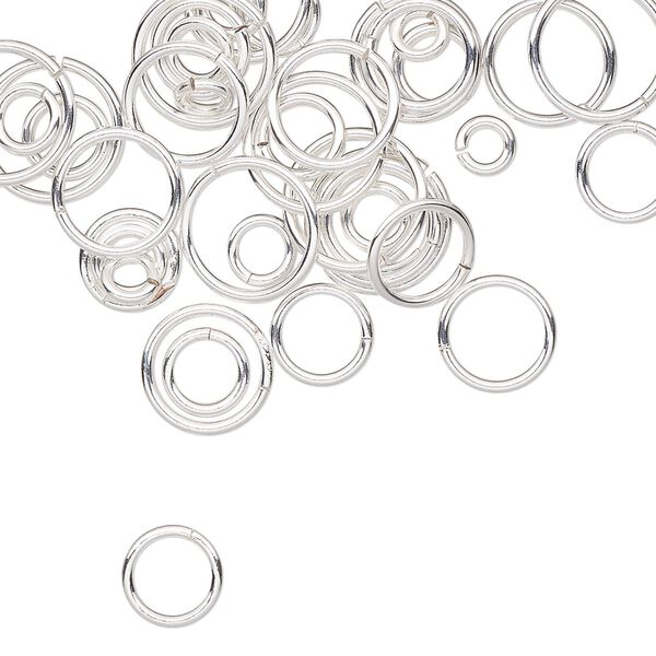 Jump ring mix, sterling silver-filled, 4-10mm round, 2-8mm inside diameter, 18-22 gauge. Sold per 5-gram pkg, approximately 40-50 jump rings. image number 0