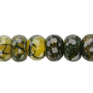 Fire crackle agate 1pkg1, faceted rondelle bead 8 inch 14x10mm