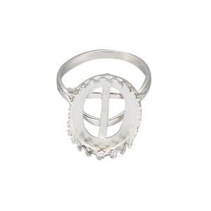 Ring, sterling silver, 19.5x14.5mm oval with 18x13mm oval cabochon bezel setting, size 7. Sold individually.