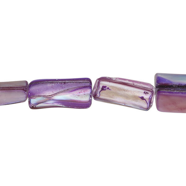 Mother-of-pearl shell 1pkg1, stick bead 14 inch purple and tan 13x5mm-16x11mm image number 0