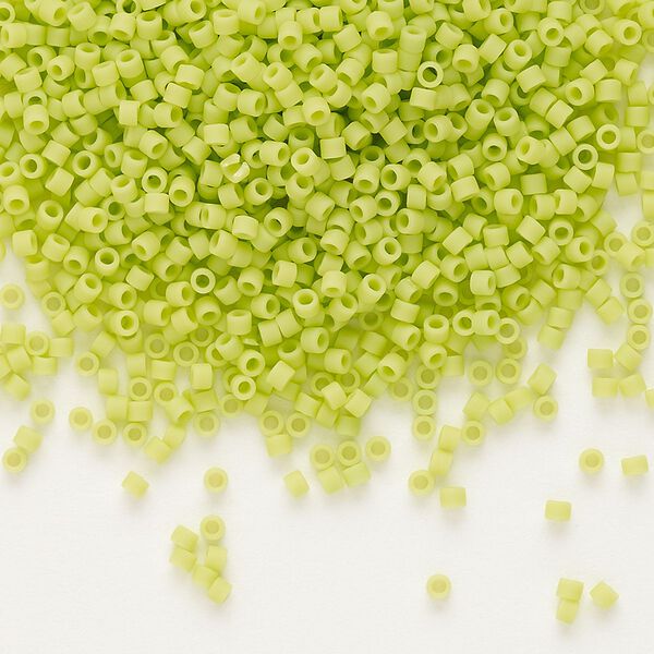 Seed bead, Delica®, glass, pkg/250g, #11 round, opaque matte chartreuse (DB-0763). image number 0