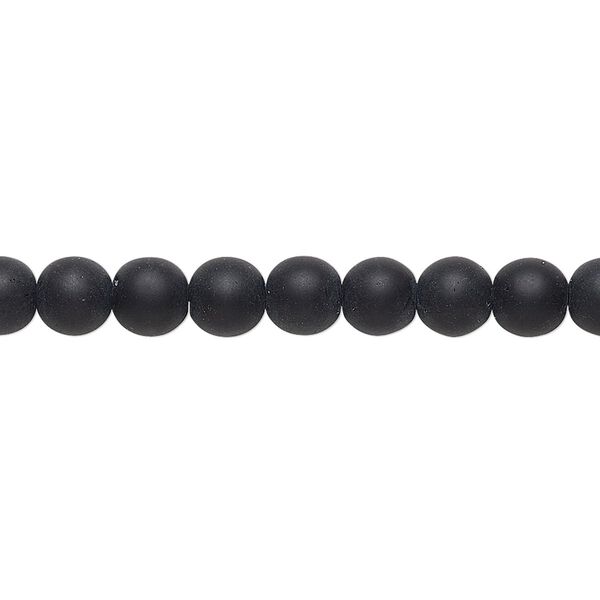 Bead, Preciosa, Czech glass druk, opaque matte black, 6mm round. Sold per 15-1/2" to 16" strand. image number 0