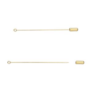 Hat pin, gold-finished stainless steel, 3 inches with closed loop and 10x4mm clutch, 18 gauge. Sold per pkg of 2.
